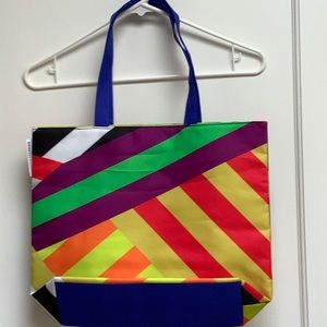 CLINIQUE Multi- Colored Striped Bag